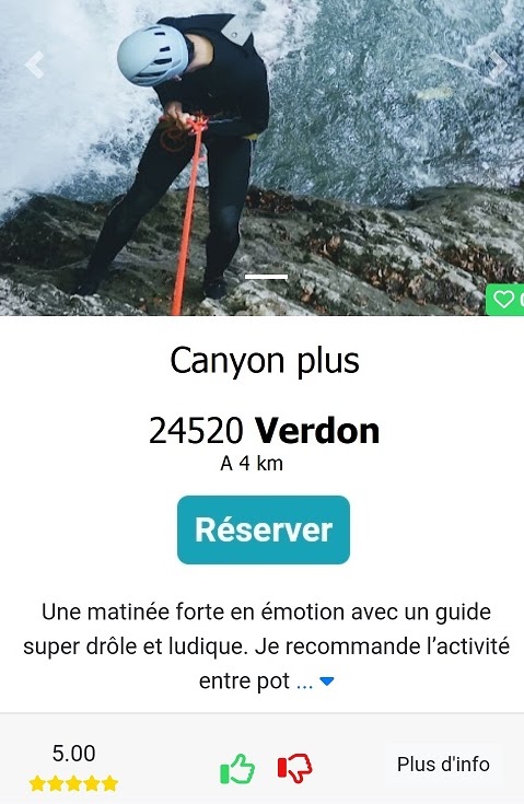 MyReco listing with Book button